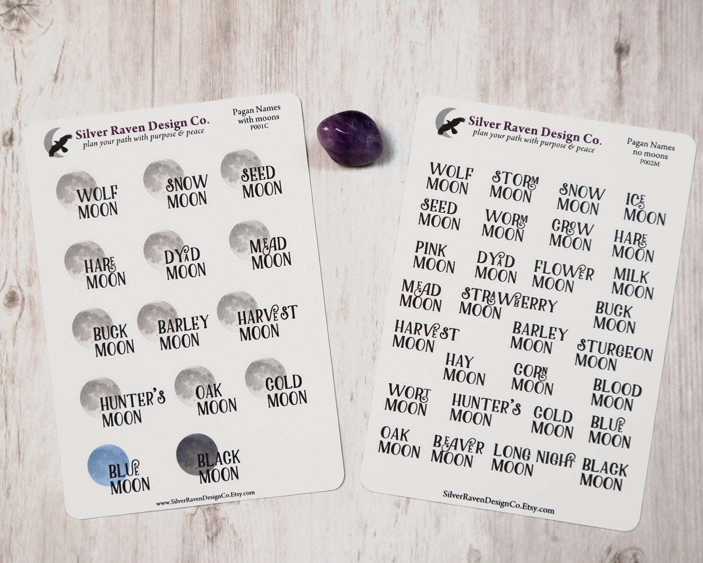 Pagan Name Full moon Planner Stickers for Pagan or Wiccan Planners and Grimoires